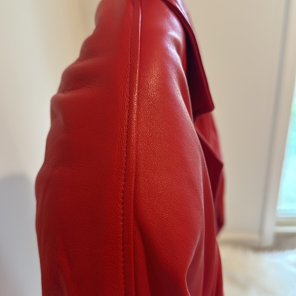 Women's Red Leather Vintage Jacket - Picture 5 of 14